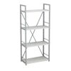 Стелаж на 4 полиці Коннект-460 білий, КОЛІР МЕТАЛУ: СІРИЙ, КОЛІР ДСП: БІЛИЙ