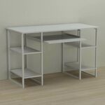 Стіл комп'ютерний Тім-5 білий, ТОВЩИНА СТІЛЬНИЦІ ДСП: 16 мм, ШИРИНА СТІЛЬНИЦІ: 140 см, ГЛИБИНА СТІЛЬНИЦІ: 60 см, КОЛІР МЕТАЛУ: БІЛИЙ, КОЛІР ДСП: БІЛИЙ