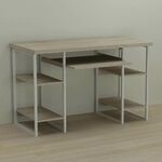 Стіл комп'ютерний Тім-5 сонома, ТОВЩИНА СТІЛЬНИЦІ ДСП: 32 мм, ШИРИНА СТІЛЬНИЦІ: 140 см, ГЛИБИНА СТІЛЬНИЦІ: 70 см, КОЛІР МЕТАЛУ: БІЛИЙ, КОЛІР ДСП: СОНОМА