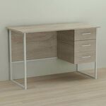 Стол письменный с 3 ящиками Гарри-3 сонома, ТОЛЩИНА СТОЛЕШНИЦЫ ДСП: 16 мм, ШИРИНА СТОЛЕШНИЦЫ: 120 см, ГЛУБИНА СТОЛЕШНИЦЫ: 60 см, ЦВЕТ МЕТАЛЛА: БЕЛЫЙ, ЦВЕТ ДСП: СОНОМА