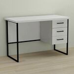 Стіл письмовий з 3 шухлядами Гаррі-3 білий, ТОВЩИНА СТІЛЬНИЦІ ДСП: 32 мм, ШИРИНА СТІЛЬНИЦІ: 120 см, ГЛИБИНА СТІЛЬНИЦІ: 60 см, КОЛІР МЕТАЛУ: ЧОРНИЙ, КОЛІР ДСП: БІЛИЙ