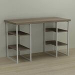 Стіл офісний Карен-4 трюфель, ТОВЩИНА СТІЛЬНИЦІ ДСП: 32 мм, ШИРИНА СТІЛЬНИЦІ: 140 см, ГЛИБИНА СТІЛЬНИЦІ: 70 см, КОЛІР МЕТАЛУ: БІЛИЙ, КОЛІР ДСП: ТРЮФЕЛЬ