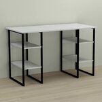 Стіл офісний Карен-4 білий, ТОВЩИНА СТІЛЬНИЦІ ДСП: 16 мм, ШИРИНА СТІЛЬНИЦІ: 140 см, ГЛИБИНА СТІЛЬНИЦІ: 60 см, КОЛІР МЕТАЛУ: ЧОРНИЙ, КОЛІР ДСП: БІЛИЙ