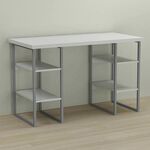 Стіл офісний Карен-4 білий, ТОВЩИНА СТІЛЬНИЦІ ДСП: 32 мм, ШИРИНА СТІЛЬНИЦІ: 120 см, ГЛИБИНА СТІЛЬНИЦІ: 70 см, КОЛІР МЕТАЛУ: СІРИЙ, КОЛІР ДСП: БІЛИЙ