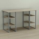 Стіл офісний Карен-4 сонома, ТОВЩИНА СТІЛЬНИЦІ ДСП: 16 мм, ШИРИНА СТІЛЬНИЦІ: 140 см, ГЛИБИНА СТІЛЬНИЦІ: 70 см, КОЛІР МЕТАЛУ: СІРИЙ, КОЛІР ДСП: СОНОМА