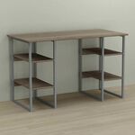 Стіл офісний Карен-4 трюфель, ТОВЩИНА СТІЛЬНИЦІ ДСП: 16 мм, ШИРИНА СТІЛЬНИЦІ: 120 см, ГЛИБИНА СТІЛЬНИЦІ: 60 см, КОЛІР МЕТАЛУ: СІРИЙ, КОЛІР ДСП: ТРЮФЕЛЬ