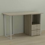 Стіл письмовий з тумбою на 2 шухляди Отто-2 сонома, ТОВЩИНА СТІЛЬНИЦІ ДСП: 16 мм, ШИРИНА СТІЛЬНИЦІ: 140 см, ГЛИБИНА СТІЛЬНИЦІ: 60 см, КОЛІР МЕТАЛУ: БІЛИЙ, КОЛІР ДСП: СОНОМА