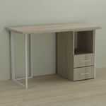 Стіл письмовий з тумбою на 2 шухляди Отто-2 сонома, ТОВЩИНА СТІЛЬНИЦІ ДСП: 32 мм, ШИРИНА СТІЛЬНИЦІ: 140 см, ГЛИБИНА СТІЛЬНИЦІ: 70 см, КОЛІР МЕТАЛУ: БІЛИЙ, КОЛІР ДСП: СОНОМА