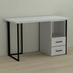 Стіл письмовий з тумбою на 2 шухляди Отто-2 білий, ТОВЩИНА СТІЛЬНИЦІ ДСП: 32 мм, ШИРИНА СТІЛЬНИЦІ: 120 см, ГЛИБИНА СТІЛЬНИЦІ: 60 см, КОЛІР МЕТАЛУ: ЧОРНИЙ, КОЛІР ДСП: БІЛИЙ