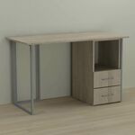 Стіл письмовий з тумбою на 2 шухляди Отто-2 сонома, ТОВЩИНА СТІЛЬНИЦІ ДСП: 16 мм, ШИРИНА СТІЛЬНИЦІ: 120 см, ГЛИБИНА СТІЛЬНИЦІ: 60 см, КОЛІР МЕТАЛУ: СІРИЙ, КОЛІР ДСП: СОНОМА