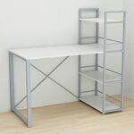 Стол письменный с этажеркой Коннект-6 белый, ТОЛЩИНА СТОЛЕШНИЦЫ ДСП: 16 мм, ШИРИНА СТОЛЕШНИЦЫ: 120 см, ГЛУБИНА СТОЛЕШНИЦЫ: 60 см, ЦВЕТ МЕТАЛЛА: СЕРЫЙ, ЦВЕТ ДСП: БЕЛЫЙ