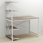 Стол письменный с этажеркой Джек-5 трюфель, ТОЛЩИНА СТОЛЕШНИЦЫ ДСП: 16 мм, ШИРИНА СТОЛЕШНИЦЫ: 140 см, ГЛУБИНА СТОЛЕШНИЦЫ: 60 см, ЦВЕТ МЕТАЛЛА: БЕЛЫЙ, ЦВЕТ ДСП: ТРЮФЕЛЬ