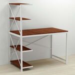 Стіл письмовий з етажеркою Джек-5 венге, ТОВЩИНА СТІЛЬНИЦІ ДСП: 16 мм, ШИРИНА СТІЛЬНИЦІ: 140 см, ГЛИБИНА СТІЛЬНИЦІ: 60 см, КОЛІР МЕТАЛУ: БІЛИЙ, КОЛІР ДСП: ВЕНГЕ МАГИЯ