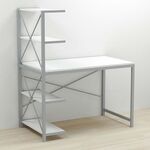 Стол письменный с этажеркой Джек-5 белый, ТОЛЩИНА СТОЛЕШНИЦЫ ДСП: 16 мм, ШИРИНА СТОЛЕШНИЦЫ: 120 см, ГЛУБИНА СТОЛЕШНИЦЫ: 60 см, ЦВЕТ МЕТАЛЛА: СЕРЫЙ, ЦВЕТ ДСП: БЕЛЫЙ