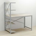 Стол письменный с этажеркой Джек-5 сонома, ТОЛЩИНА СТОЛЕШНИЦЫ ДСП: 16 мм, ШИРИНА СТОЛЕШНИЦЫ: 120 см, ГЛУБИНА СТОЛЕШНИЦЫ: 60 см, ЦВЕТ МЕТАЛЛА: СЕРЫЙ, ЦВЕТ ДСП: СОНОМА