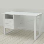 Стіл письмовий з тумбою Оскар-21 білий, ТОВЩИНА СТІЛЬНИЦІ ДСП: 16 мм, ШИРИНА СТІЛЬНИЦІ: 140 см, ГЛИБИНА СТІЛЬНИЦІ: 60 см, КОЛІР МЕТАЛУ: БІЛИЙ, КОЛІР ДСП: БІЛИЙ