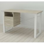 Стіл письмовий з тумбою Оскар-21 сонома, ТОВЩИНА СТІЛЬНИЦІ ДСП: 16 мм, ШИРИНА СТІЛЬНИЦІ: 140 см, ГЛИБИНА СТІЛЬНИЦІ: 70 см, КОЛІР МЕТАЛУ: БІЛИЙ, КОЛІР ДСП: СОНОМА