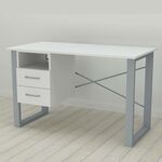 Стіл письмовий з тумбою Оскар-21 білий, ТОВЩИНА СТІЛЬНИЦІ ДСП: 16 мм, ШИРИНА СТІЛЬНИЦІ: 120 см, ГЛИБИНА СТІЛЬНИЦІ: 60 см, КОЛІР МЕТАЛУ: СІРИЙ, КОЛІР ДСП: БІЛИЙ