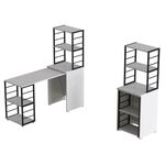 Стіл-тумба трансформер з етажеркою Смарт-3 білий, ТОВЩИНА СТІЛЬНИЦІ ДСП: 16 мм, ШИРИНА СТІЛЬНИЦІ: 145 см, ГЛИБИНА СТІЛЬНИЦІ: 60 см, КОЛІР МЕТАЛУ: ЧОРНИЙ, КОЛІР ДСП: БІЛИЙ