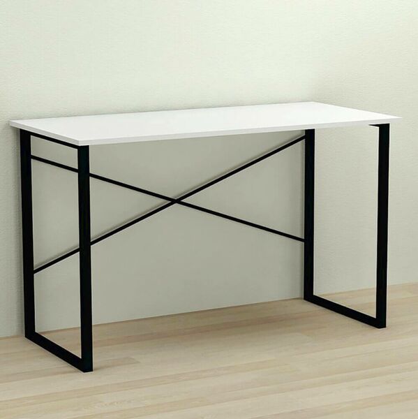 Письменный стол Дейв-1 белый, ТОЛЩИНА СТОЛЕШНИЦЫ ДСП: 16 мм, ШИРИНА СТОЛЕШНИЦЫ: 140 см, ГЛУБИНА СТОЛЕШНИЦЫ: 70 см, ЦВЕТ МЕТАЛЛА: ЧЕРНЫЙ, ЦВЕТ ДСП: БЕЛЫЙ, изображение 2