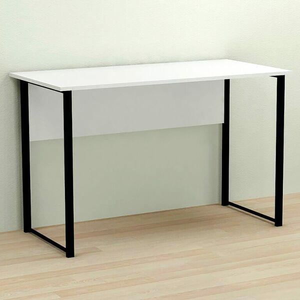 Письмовий стіл Курт-1 білий, ТОВЩИНА СТІЛЬНИЦІ ДСП: 16 мм, ШИРИНА СТІЛЬНИЦІ: 140 см, ГЛИБИНА СТІЛЬНИЦІ: 60 см, КОЛІР МЕТАЛУ: ЧОРНИЙ, КОЛІР ДСП: БІЛИЙ, зображення 2