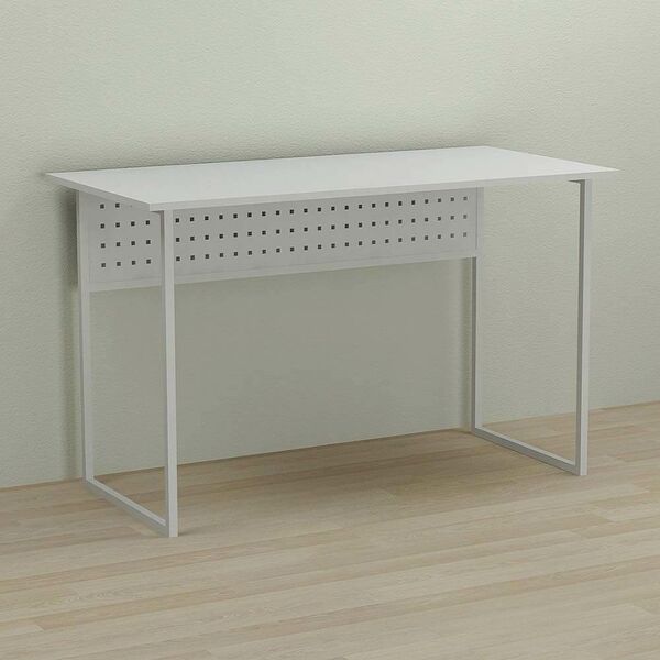 Письменный стол Майк-1 белый, ТОЛЩИНА СТОЛЕШНИЦЫ ДСП: 16 мм, ШИРИНА СТОЛЕШНИЦЫ: 140 см, ГЛУБИНА СТОЛЕШНИЦЫ: 60 см, ЦВЕТ МЕТАЛЛА: БЕЛЫЙ, ЦВЕТ ДСП: БЕЛЫЙ, изображение 2