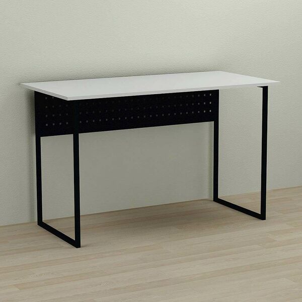 Письмовий стіл Майк-1 білий, ТОВЩИНА СТІЛЬНИЦІ ДСП: 16 мм, ШИРИНА СТІЛЬНИЦІ: 120 см, ГЛИБИНА СТІЛЬНИЦІ: 70 см, КОЛІР МЕТАЛУ: ЧОРНИЙ, КОЛІР ДСП: БІЛИЙ, зображення 2