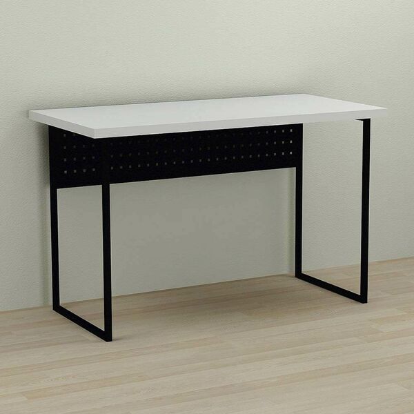 Письмовий стіл Майк-1 білий, ТОВЩИНА СТІЛЬНИЦІ ДСП: 32 мм, ШИРИНА СТІЛЬНИЦІ: 140 см, ГЛИБИНА СТІЛЬНИЦІ: 70 см, КОЛІР МЕТАЛУ: ЧОРНИЙ, КОЛІР ДСП: БІЛИЙ, зображення 2