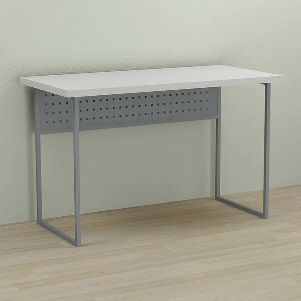 Письмовий стіл Майк-1 білий, ТОВЩИНА СТІЛЬНИЦІ ДСП: 32 мм, ШИРИНА СТІЛЬНИЦІ: 120 см, ГЛИБИНА СТІЛЬНИЦІ: 60 см, КОЛІР МЕТАЛУ: СІРИЙ, КОЛІР ДСП: БІЛИЙ, зображення 2