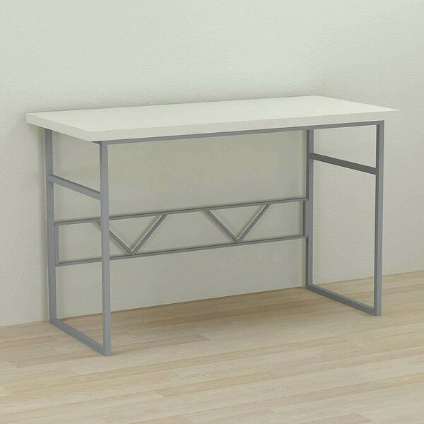 Стіл комп'ютерний Раян-1 білий, ТОВЩИНА СТІЛЬНИЦІ ДСП: 32 мм, ШИРИНА СТІЛЬНИЦІ: 100 см, ГЛИБИНА СТІЛЬНИЦІ: 60 см, КОЛІР МЕТАЛУ: СІРИЙ, КОЛІР ДСП: БІЛИЙ