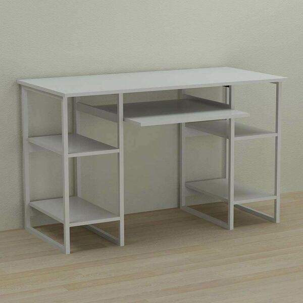 Стіл комп'ютерний Тім-5 білий, ТОВЩИНА СТІЛЬНИЦІ ДСП: 16 мм, ШИРИНА СТІЛЬНИЦІ: 140 см, ГЛИБИНА СТІЛЬНИЦІ: 60 см, КОЛІР МЕТАЛУ: БІЛИЙ, КОЛІР ДСП: БІЛИЙ