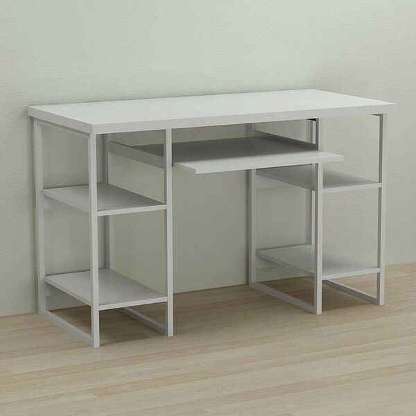 Стіл комп'ютерний Тім-5 білий, ТОВЩИНА СТІЛЬНИЦІ ДСП: 32 мм, ШИРИНА СТІЛЬНИЦІ: 120 см, ГЛИБИНА СТІЛЬНИЦІ: 60 см, КОЛІР МЕТАЛУ: БІЛИЙ, КОЛІР ДСП: БІЛИЙ