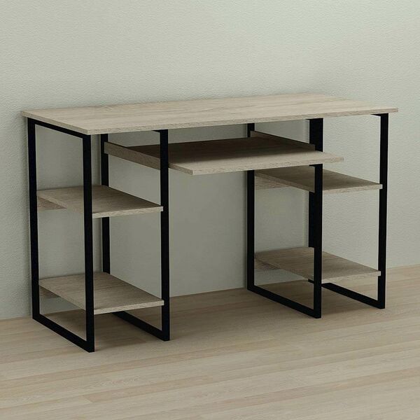 Стіл комп'ютерний Тім-5 сонома, ТОВЩИНА СТІЛЬНИЦІ ДСП: 16 мм, ШИРИНА СТІЛЬНИЦІ: 120 см, ГЛИБИНА СТІЛЬНИЦІ: 60 см, КОЛІР МЕТАЛУ: ЧОРНИЙ, КОЛІР ДСП: СОНОМА