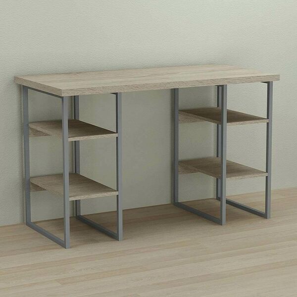 Стіл комп'ютерний Тім-5 сонома, ТОВЩИНА СТІЛЬНИЦІ ДСП: 32 мм, ШИРИНА СТІЛЬНИЦІ: 120 см, ГЛИБИНА СТІЛЬНИЦІ: 60 см, КОЛІР МЕТАЛУ: СІРИЙ, КОЛІР ДСП: СОНОМА