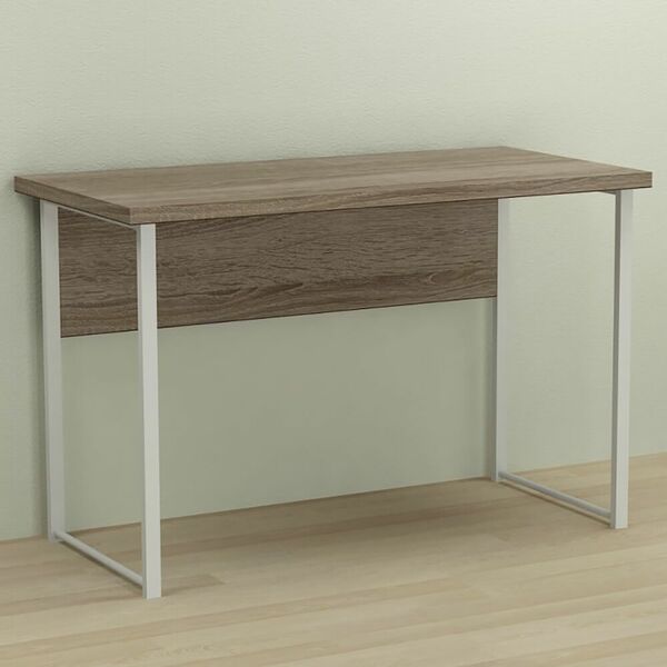 Письмовий стіл Курт-1 трюфель, ТОВЩИНА СТІЛЬНИЦІ ДСП: 32 мм, ШИРИНА СТІЛЬНИЦІ: 100 см, ГЛИБИНА СТІЛЬНИЦІ: 60 см, КОЛІР МЕТАЛУ: БІЛИЙ, КОЛІР ДСП: ТРЮФЕЛЬ, зображення 2