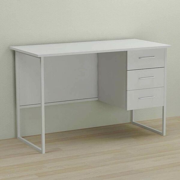 Стол письменный с 3 ящиками Гарри-3 белый, ТОЛЩИНА СТОЛЕШНИЦЫ ДСП: 16 мм, ШИРИНА СТОЛЕШНИЦЫ: 140 см, ГЛУБИНА СТОЛЕШНИЦЫ: 70 см, ЦВЕТ МЕТАЛЛА: БЕЛЫЙ, ЦВЕТ ДСП: БЕЛЫЙ