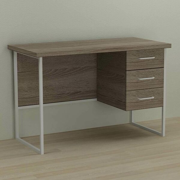 Стол письменный с 3 ящиками Гарри-3 трюфель, ТОЛЩИНА СТОЛЕШНИЦЫ ДСП: 32 мм, ШИРИНА СТОЛЕШНИЦЫ: 120 см, ГЛУБИНА СТОЛЕШНИЦЫ: 60 см, ЦВЕТ МЕТАЛЛА: БЕЛЫЙ, ЦВЕТ ДСП: ТРЮФЕЛЬ