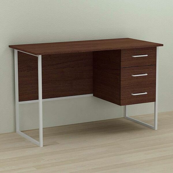 Стол письменный с 3 ящиками Гарри-3 венге, ТОЛЩИНА СТОЛЕШНИЦЫ ДСП: 16 мм, ШИРИНА СТОЛЕШНИЦЫ: 120 см, ГЛУБИНА СТОЛЕШНИЦЫ: 60 см, ЦВЕТ МЕТАЛЛА: БЕЛЫЙ, ЦВЕТ ДСП: ВЕНГЕ МАГИЯ