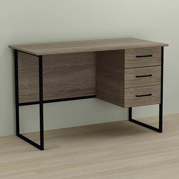 Стол письменный с 3 ящиками Гарри-3 трюфель, ТОЛЩИНА СТОЛЕШНИЦЫ ДСП: 16 мм, ШИРИНА СТОЛЕШНИЦЫ: 120 см, ГЛУБИНА СТОЛЕШНИЦЫ: 70 см, ЦВЕТ МЕТАЛЛА: ЧЕРНЫЙ, ЦВЕТ ДСП: ТРЮФЕЛЬ