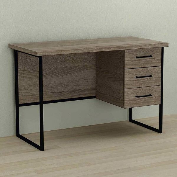 Стол письменный с 3 ящиками Гарри-3 трюфель, ТОЛЩИНА СТОЛЕШНИЦЫ ДСП: 32 мм, ШИРИНА СТОЛЕШНИЦЫ: 120 см, ГЛУБИНА СТОЛЕШНИЦЫ: 70 см, ЦВЕТ МЕТАЛЛА: ЧЕРНЫЙ, ЦВЕТ ДСП: ТРЮФЕЛЬ