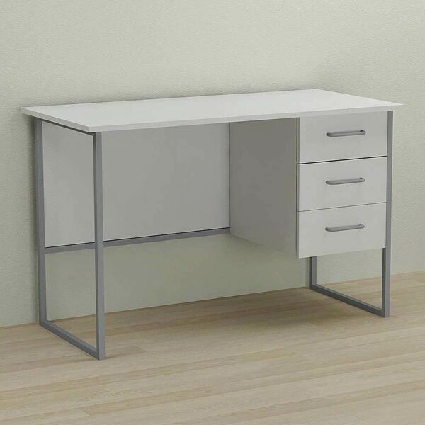 Стол письменный с 3 ящиками Гарри-3 белый, ТОЛЩИНА СТОЛЕШНИЦЫ ДСП: 16 мм, ШИРИНА СТОЛЕШНИЦЫ: 140 см, ГЛУБИНА СТОЛЕШНИЦЫ: 70 см, ЦВЕТ МЕТАЛЛА: СЕРЫЙ, ЦВЕТ ДСП: БЕЛЫЙ