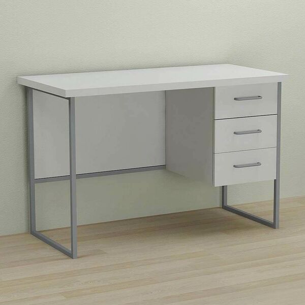 Стол письменный с 3 ящиками Гарри-3 белый, ТОЛЩИНА СТОЛЕШНИЦЫ ДСП: 32 мм, ШИРИНА СТОЛЕШНИЦЫ: 120 см, ГЛУБИНА СТОЛЕШНИЦЫ: 70 см, ЦВЕТ МЕТАЛЛА: СЕРЫЙ, ЦВЕТ ДСП: БЕЛЫЙ