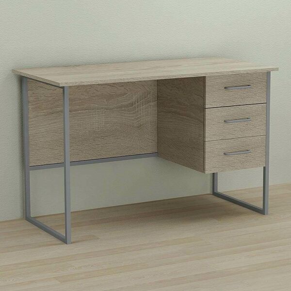 Стол письменный с 3 ящиками Гарри-3 сонома, ТОЛЩИНА СТОЛЕШНИЦЫ ДСП: 16 мм, ШИРИНА СТОЛЕШНИЦЫ: 140 см, ГЛУБИНА СТОЛЕШНИЦЫ: 70 см, ЦВЕТ МЕТАЛЛА: СЕРЫЙ, ЦВЕТ ДСП: СОНОМА