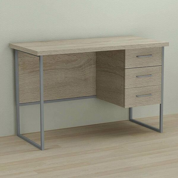 Стол письменный с 3 ящиками Гарри-3 сонома, ТОЛЩИНА СТОЛЕШНИЦЫ ДСП: 32 мм, ШИРИНА СТОЛЕШНИЦЫ: 140 см, ГЛУБИНА СТОЛЕШНИЦЫ: 70 см, ЦВЕТ МЕТАЛЛА: СЕРЫЙ, ЦВЕТ ДСП: СОНОМА