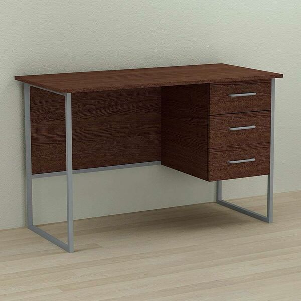 Стол письменный с 3 ящиками Гарри-3 венге, ТОЛЩИНА СТОЛЕШНИЦЫ ДСП: 16 мм, ШИРИНА СТОЛЕШНИЦЫ: 120 см, ГЛУБИНА СТОЛЕШНИЦЫ: 70 см, ЦВЕТ МЕТАЛЛА: СЕРЫЙ, ЦВЕТ ДСП: ВЕНГЕ МАГИЯ