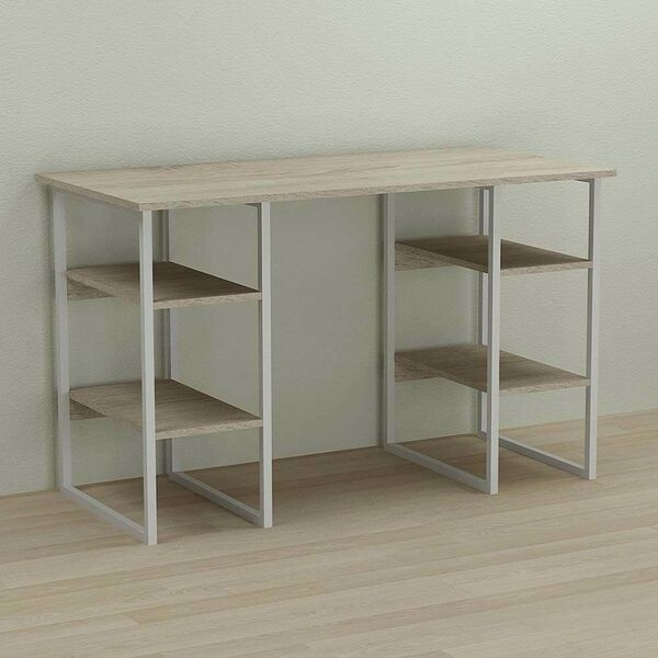 Стіл офісний Карен-4 сонома, ТОВЩИНА СТІЛЬНИЦІ ДСП: 16 мм, ШИРИНА СТІЛЬНИЦІ: 120 см, ГЛИБИНА СТІЛЬНИЦІ: 60 см, КОЛІР МЕТАЛУ: БІЛИЙ, КОЛІР ДСП: СОНОМА