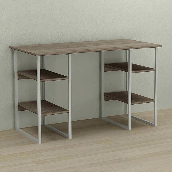 Стіл офісний Карен-4 трюфель, ТОВЩИНА СТІЛЬНИЦІ ДСП: 16 мм, ШИРИНА СТІЛЬНИЦІ: 140 см, ГЛИБИНА СТІЛЬНИЦІ: 60 см, КОЛІР МЕТАЛУ: БІЛИЙ, КОЛІР ДСП: ТРЮФЕЛЬ