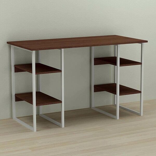 Стіл офісний Карен-4 венге, ТОВЩИНА СТІЛЬНИЦІ ДСП: 16 мм, ШИРИНА СТІЛЬНИЦІ: 120 см, ГЛИБИНА СТІЛЬНИЦІ: 70 см, КОЛІР МЕТАЛУ: БІЛИЙ, КОЛІР ДСП: ВЕНГЕ МАГИЯ