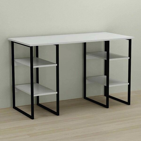 Стіл офісний Карен-4 білий, ТОВЩИНА СТІЛЬНИЦІ ДСП: 16 мм, ШИРИНА СТІЛЬНИЦІ: 120 см, ГЛИБИНА СТІЛЬНИЦІ: 70 см, КОЛІР МЕТАЛУ: ЧОРНИЙ, КОЛІР ДСП: БІЛИЙ