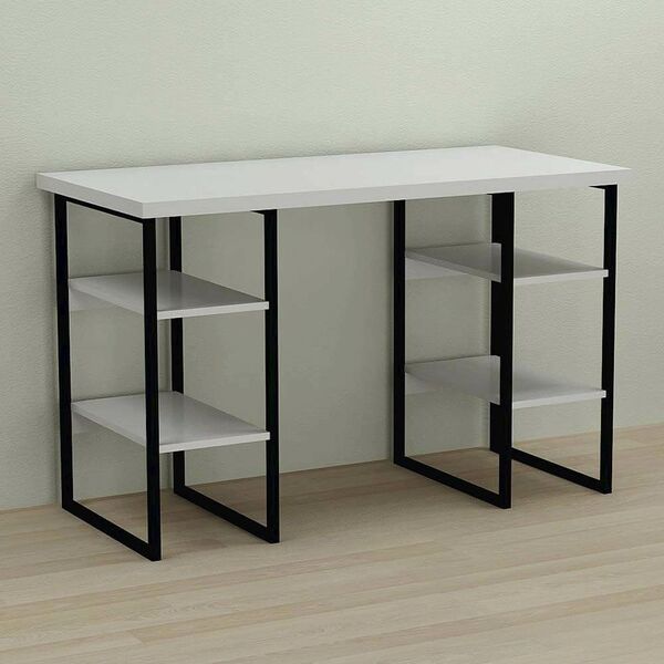 Стіл офісний Карен-4 білий, ТОВЩИНА СТІЛЬНИЦІ ДСП: 32 мм, ШИРИНА СТІЛЬНИЦІ: 120 см, ГЛИБИНА СТІЛЬНИЦІ: 70 см, КОЛІР МЕТАЛУ: ЧОРНИЙ, КОЛІР ДСП: БІЛИЙ